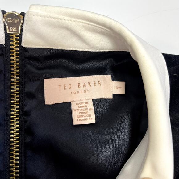 Ted Baker Small Velvet Black Dress Embellished Collar Wednesday Addams (Sz 1=4) - Picture 10 of 16